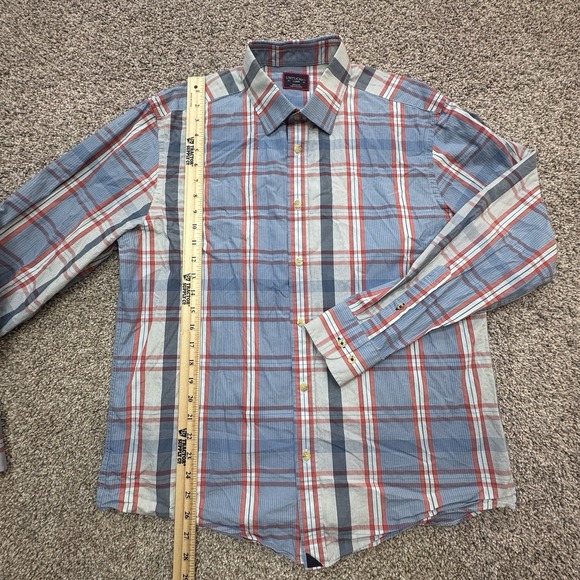 Untuckit Shirt Mens Large Blue Plaid Long‎ Sleeve Button Up Cotton - Picture 6 of 7